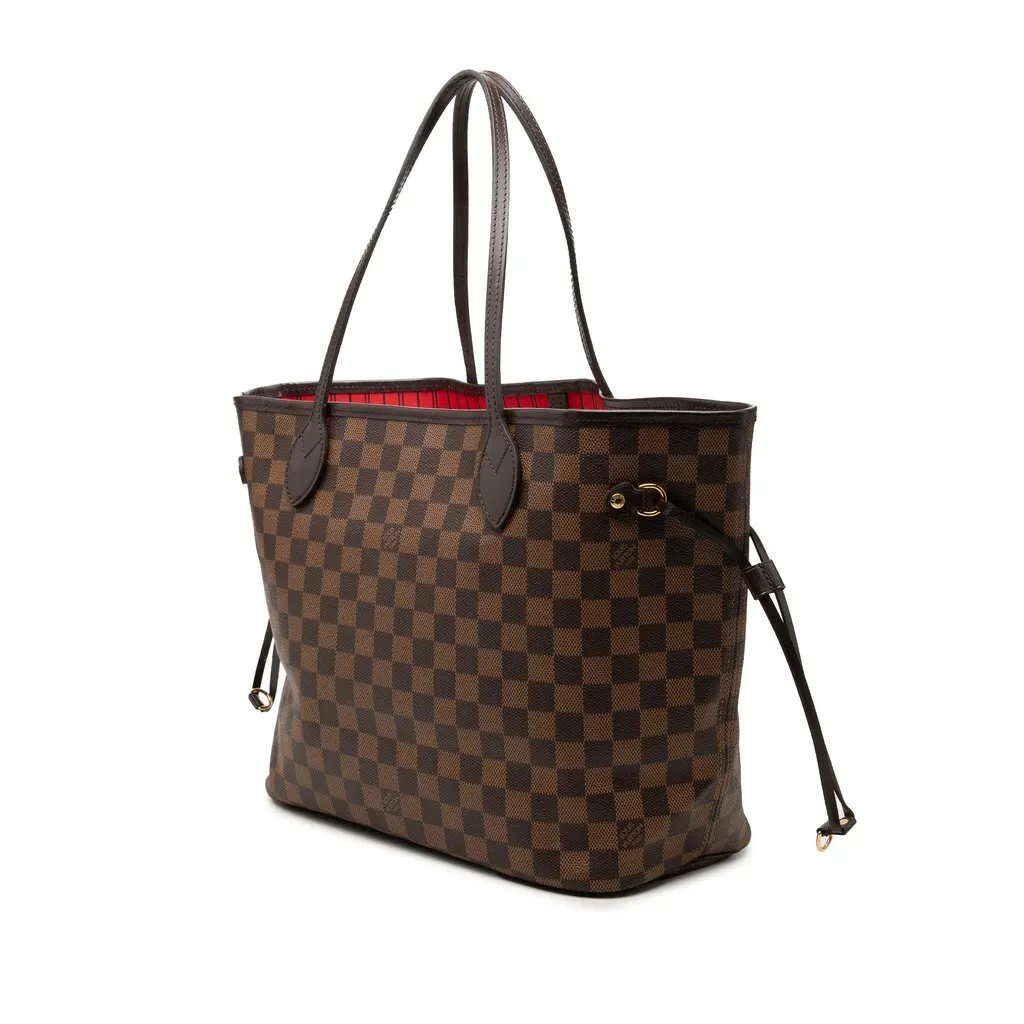 Louis Vuitton Damier Ebene Neverfull MM Brown Canvas Good - Back View