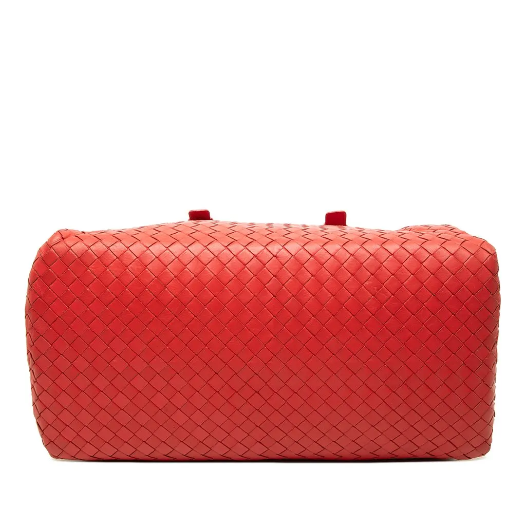 Bottega Veneta Nappa Intrecciato Boston Bag Red Leather Good - Inside View