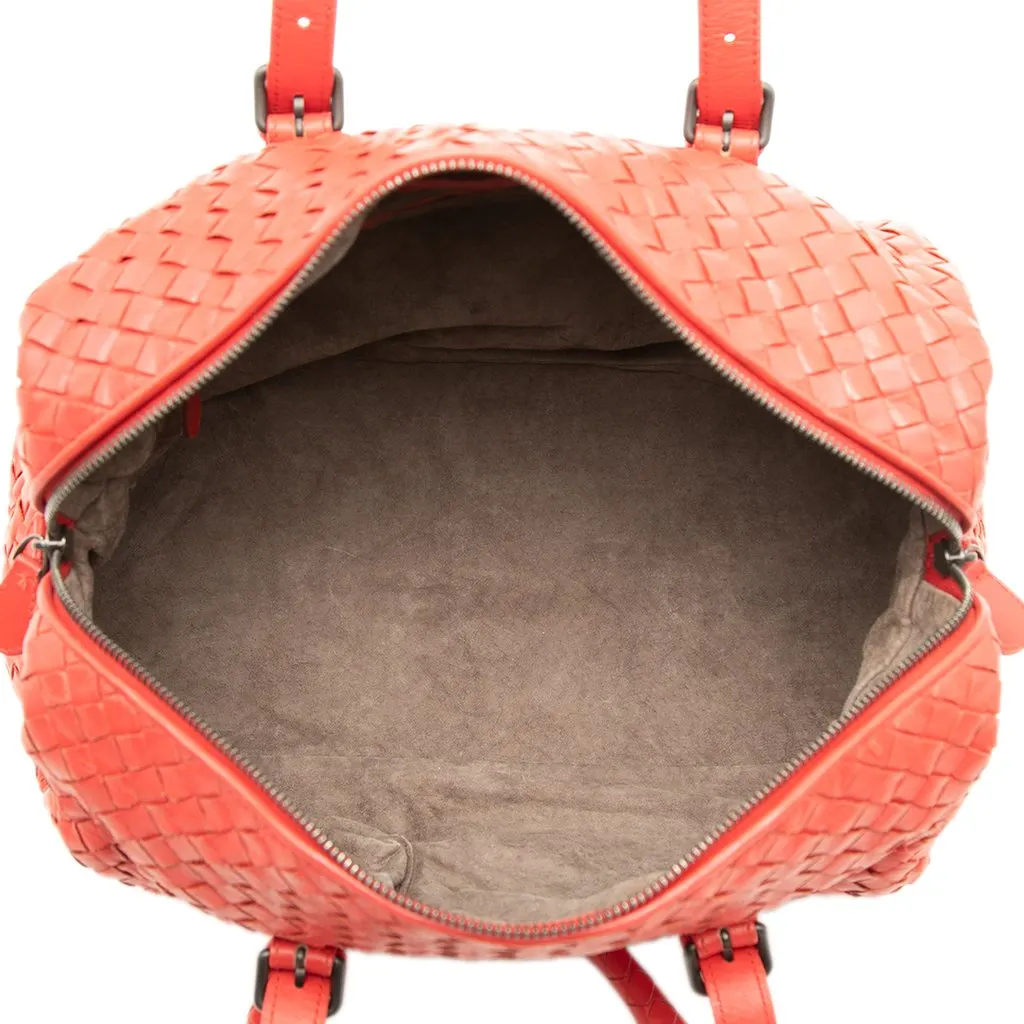 Bottega Veneta Nappa Intrecciato Boston Bag Red Leather Good - Model View