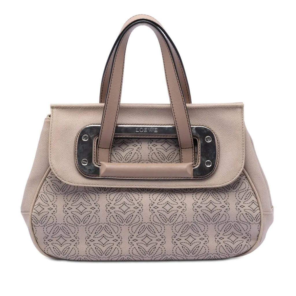 Loewe Anagram Coated Canvas Kite Satchel Brown Very good - Front View