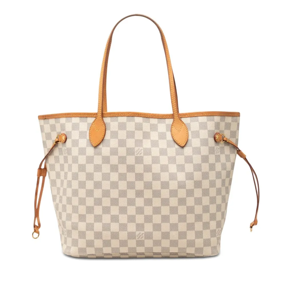 Louis Vuitton Damier Azur Neverfull MM White Very good - Front View