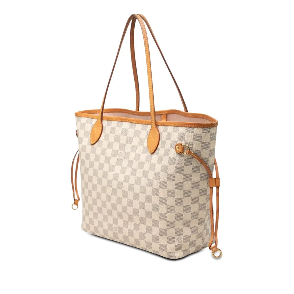 Louis Vuitton Damier Azur Neverfull MM White Very good - Back View