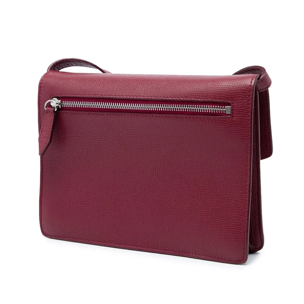 Burberry Small Leather and House Check Canvas Derby Macken Crossbody Red Leather Good - Back View