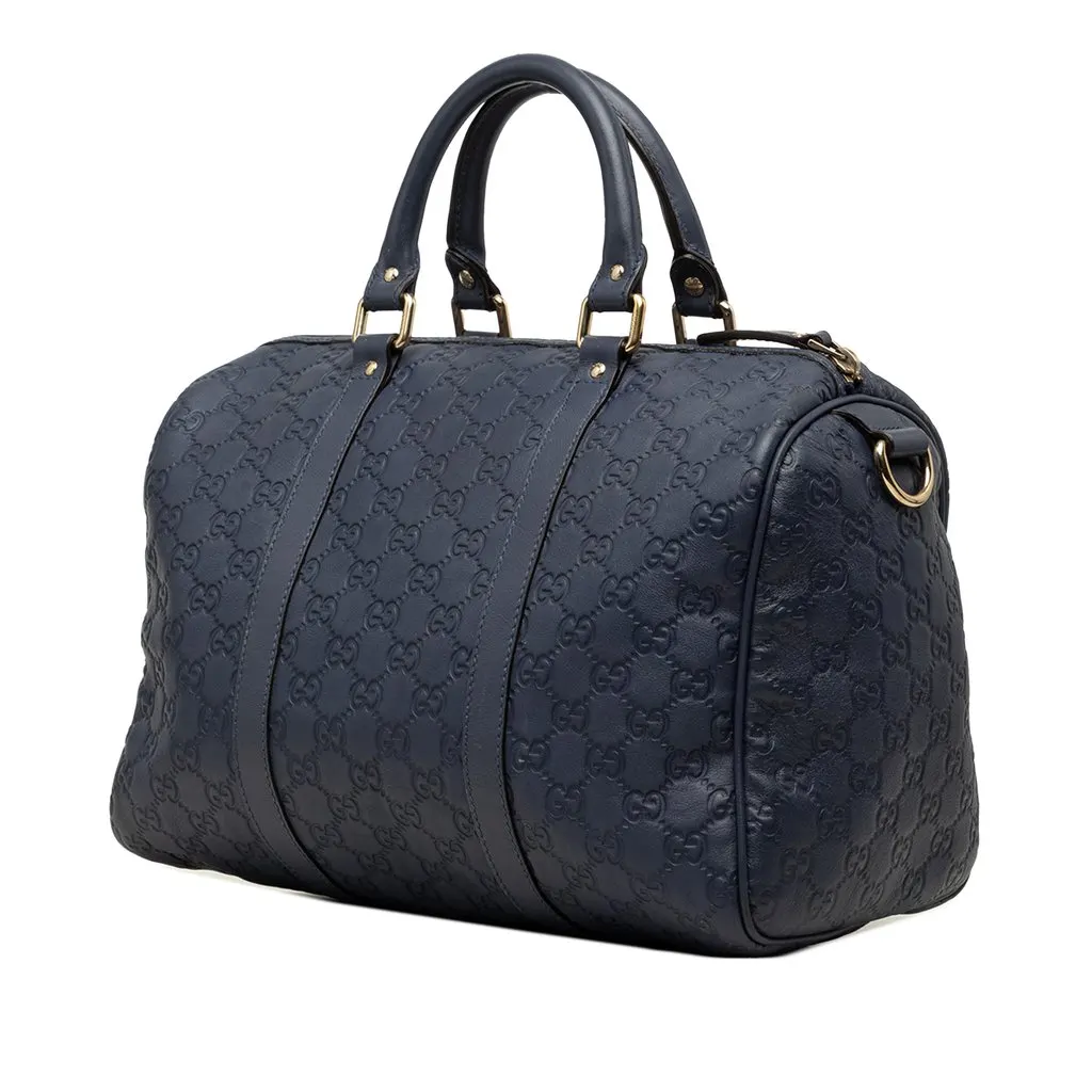Gucci Medium Guccissima Joy Boston Bag Blue Leather Good - Back View