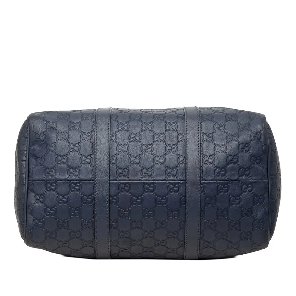 Gucci Medium Guccissima Joy Boston Bag Blue Leather Good - Inside View