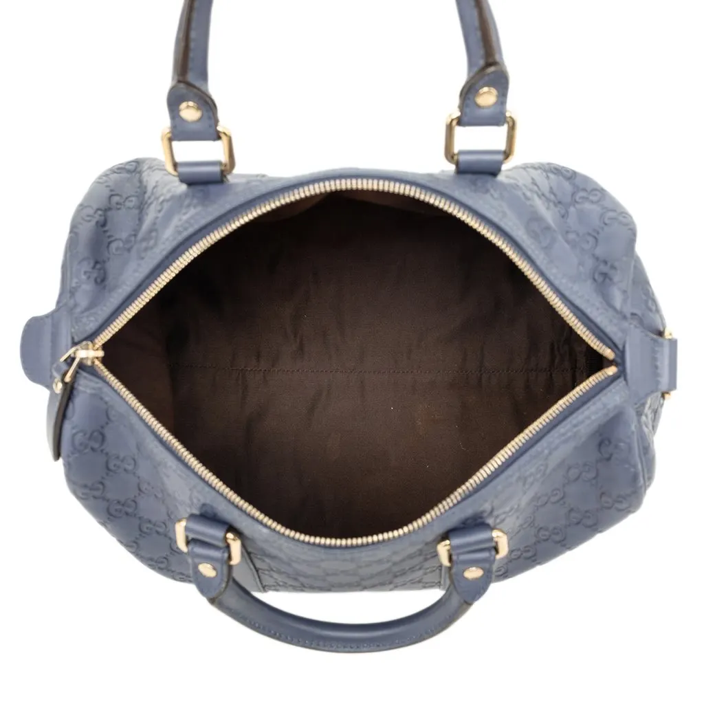 Gucci Medium Guccissima Joy Boston Bag Blue Leather Good - Model View