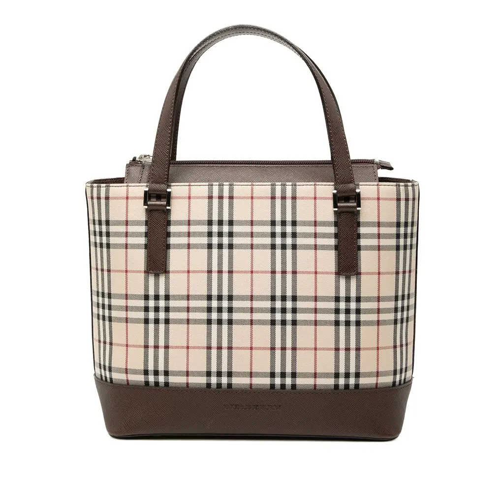 Burberry House Check Canvas Handbag Beige Very good - Front View