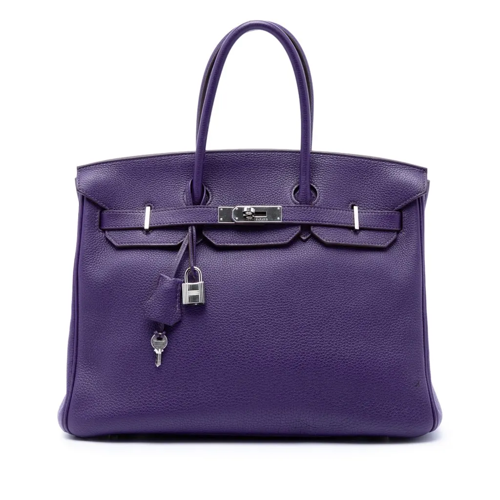 Hermès Togo Birkin Retourne 35 Purple Leather Very good - Front View