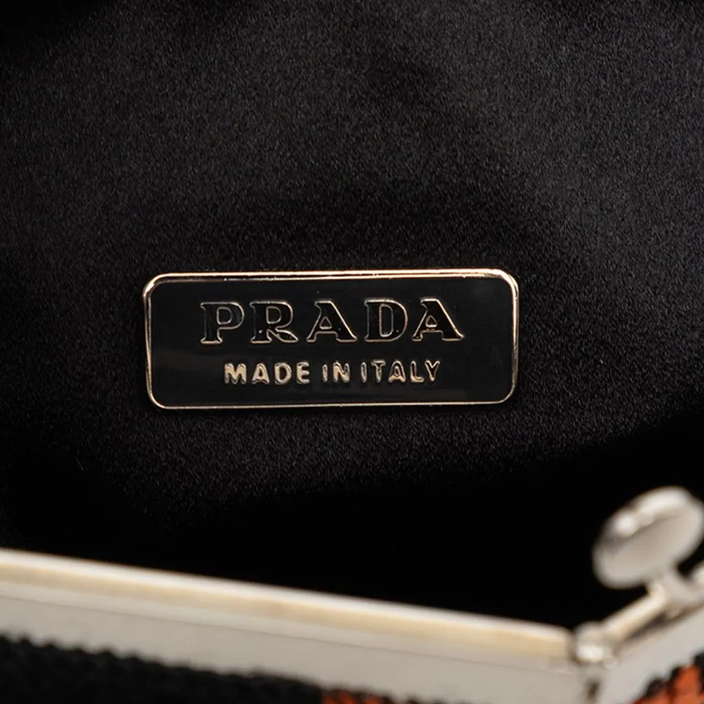 Prada Jacquard Kisslock Clutch with Chain Black Very good - Box View