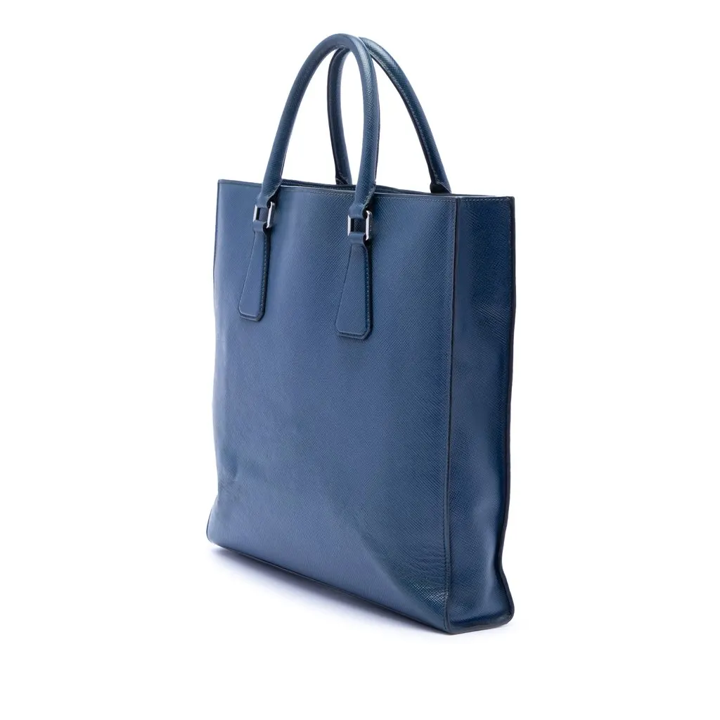 Prada Saffiano Lux Tote Blue Leather Very good - Back View