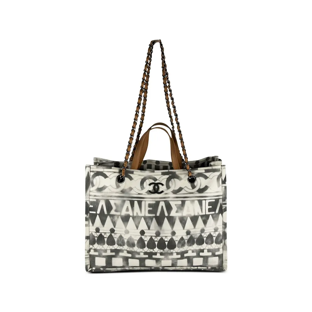 Chanel Paris Greece Medium Canvas Iliad Shopper Tote