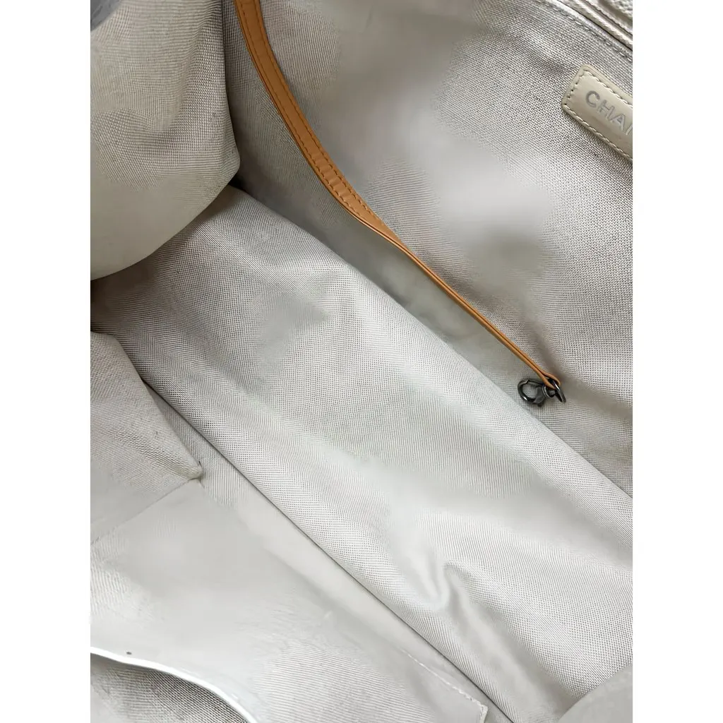 Chanel Paris Greece Medium Canvas Iliad Shopper Tote Grey Canvas Very good - Model View