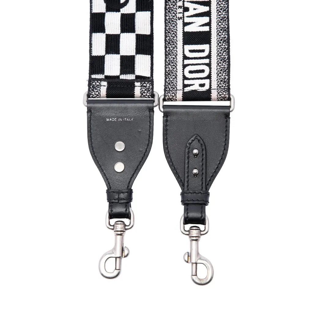 Dior Canvas Logo Embroidered Shoulder Strap Black Canvas Very good - Back View
