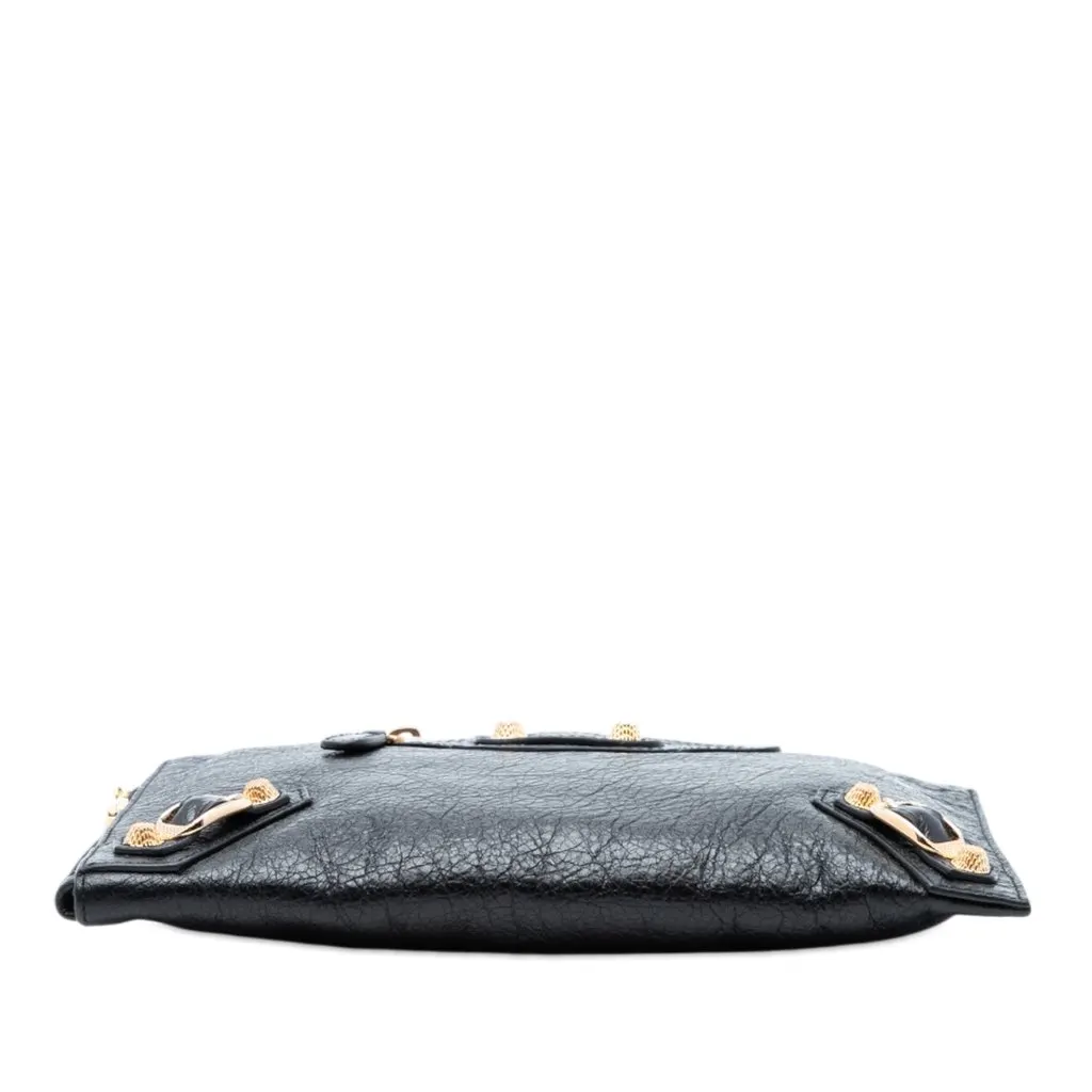 Balenciaga Lambskin Motocross Giant 12 Zip Around Flat Clutch Black Leather Very good - Inside View