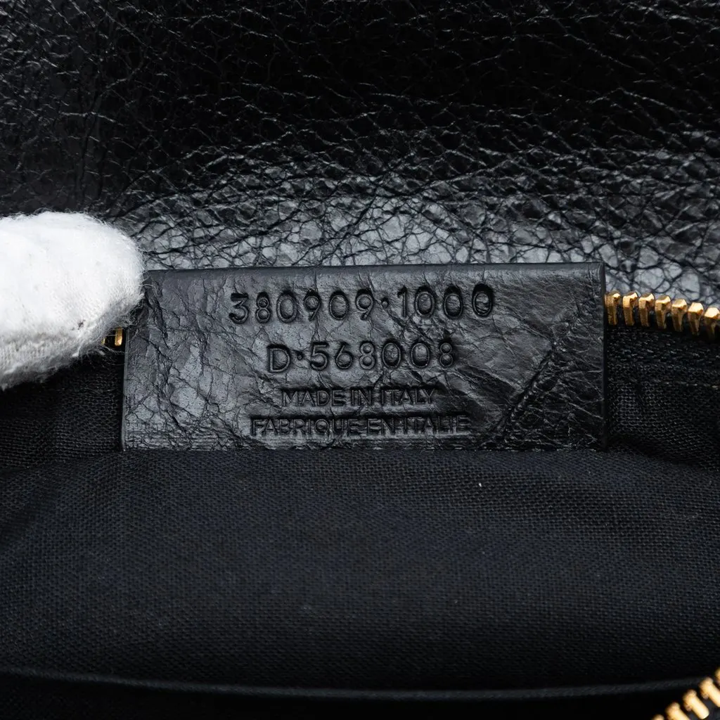 Balenciaga Lambskin Motocross Giant 12 Zip Around Flat Clutch Black Leather Very good - Box View