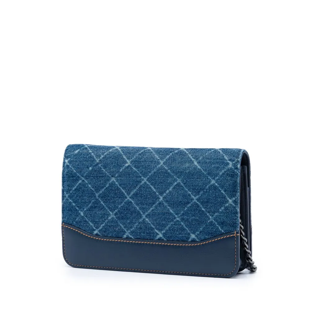 Chanel Printed Denim and Calfskin Gabrielle Wallet On Chain Blue Very good - Back View