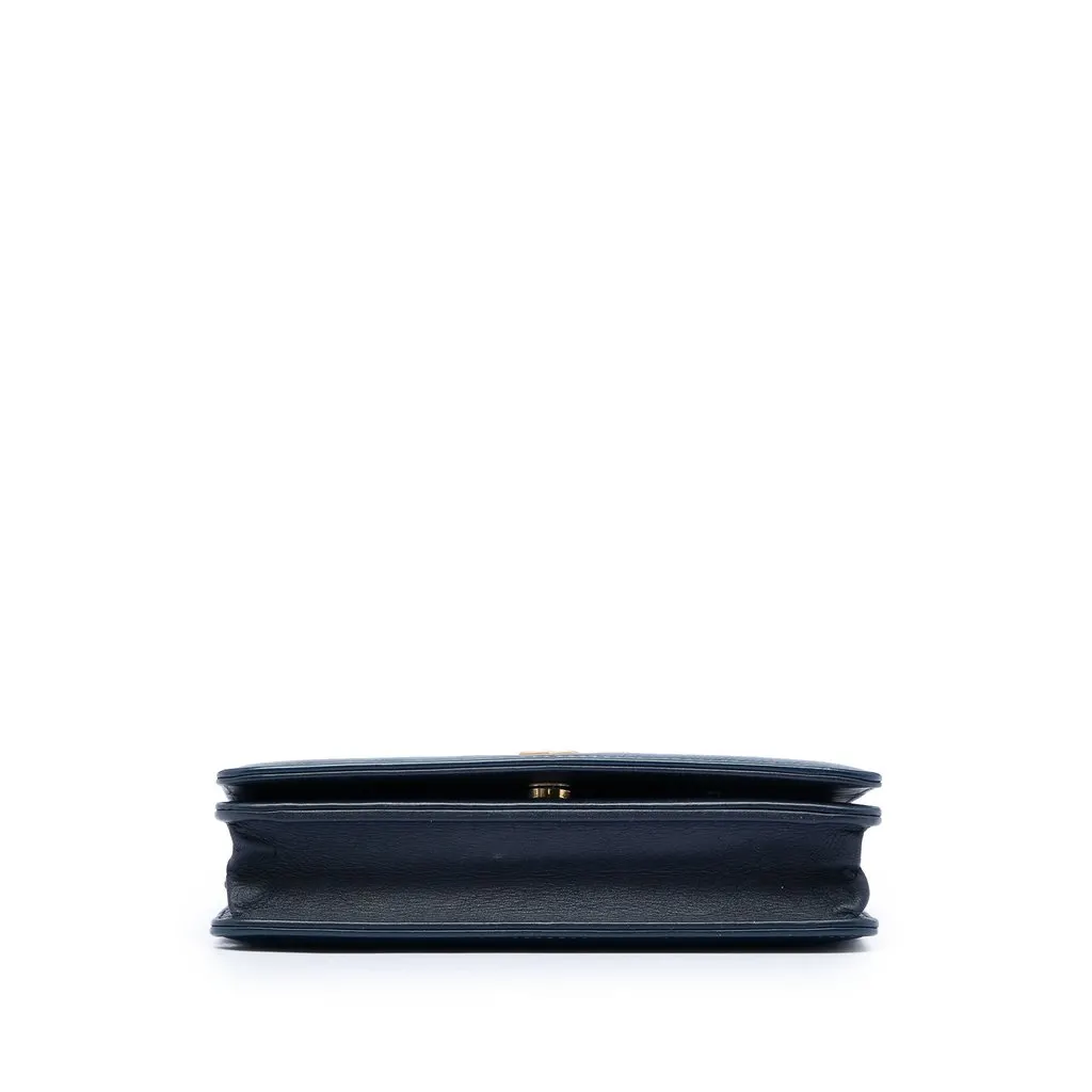Chanel Printed Denim and Calfskin Gabrielle Wallet On Chain Blue Very good - Inside View