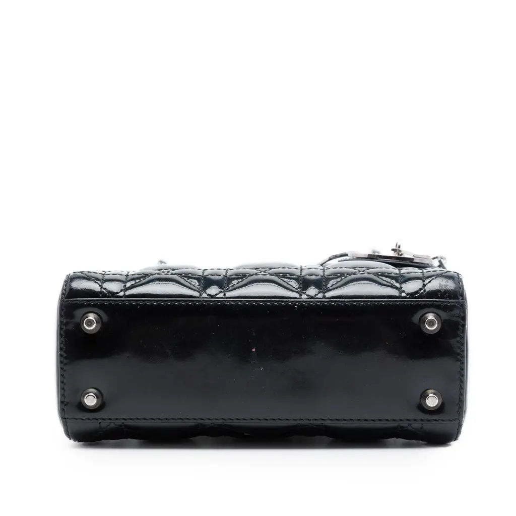 Dior Mini Patent Cannage Lady Dior Black Leather Very good - Inside View