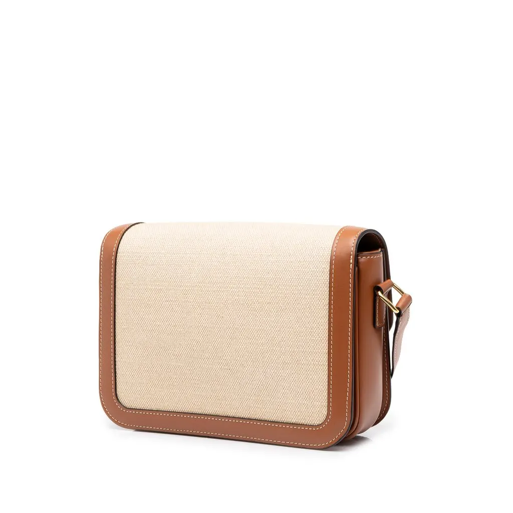 Celine Classique Canvas and Calfskin Triomphe Crossbody Beige Canvas Very good - Back View