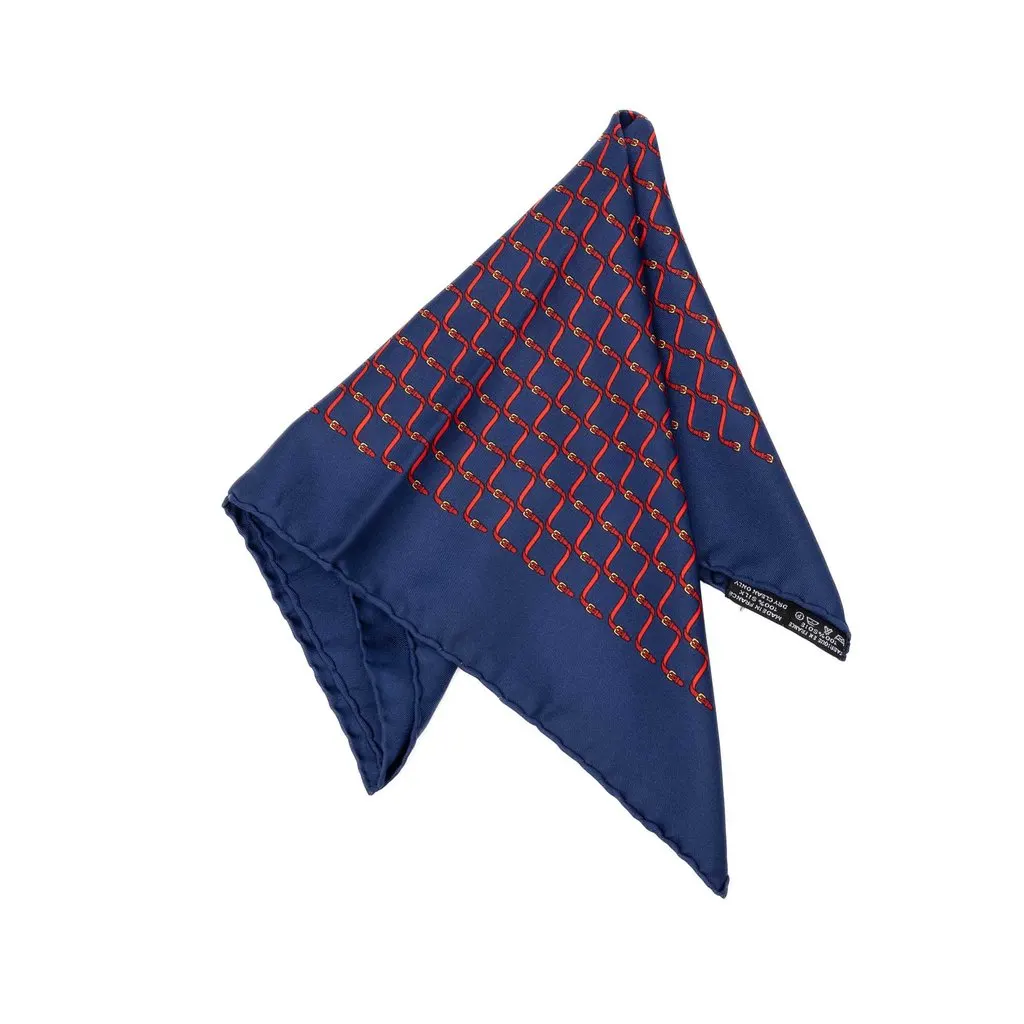 Hermès Straps Print Silk Pocket Square Scarf