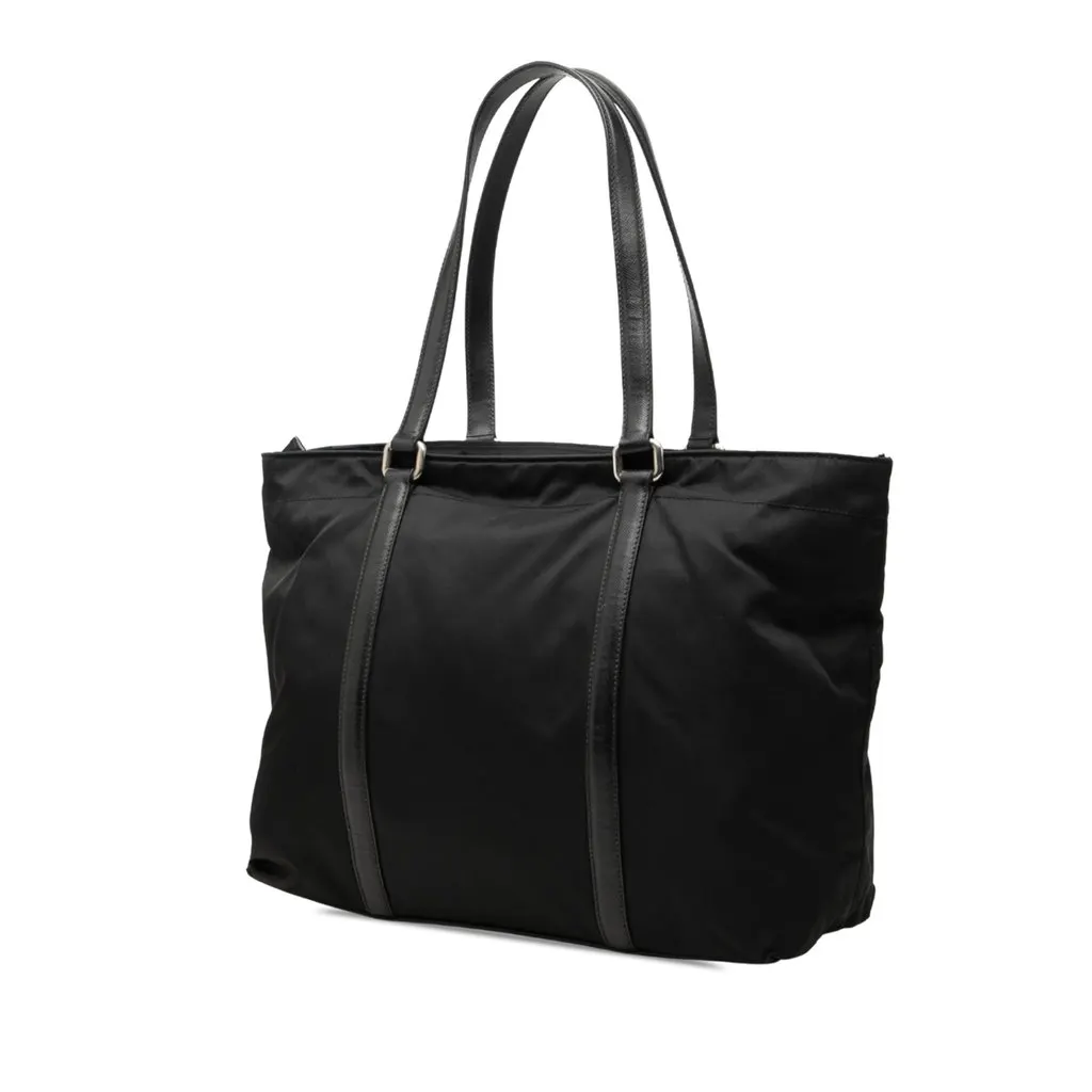 Prada Saffiano Trimmed Tessuto Tote Black Very good - Back View