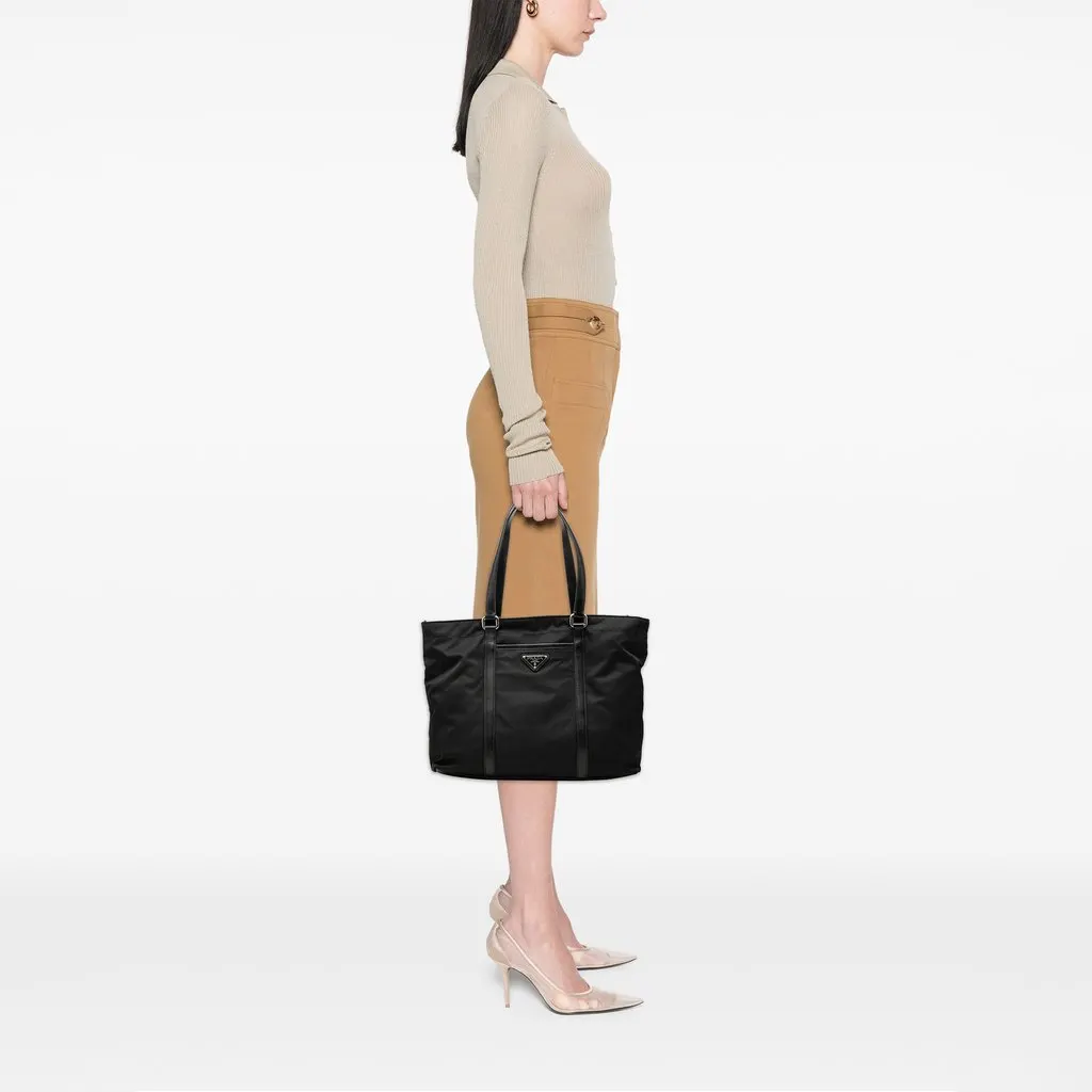 Prada Saffiano Trimmed Tessuto Tote Black Very good - Box View