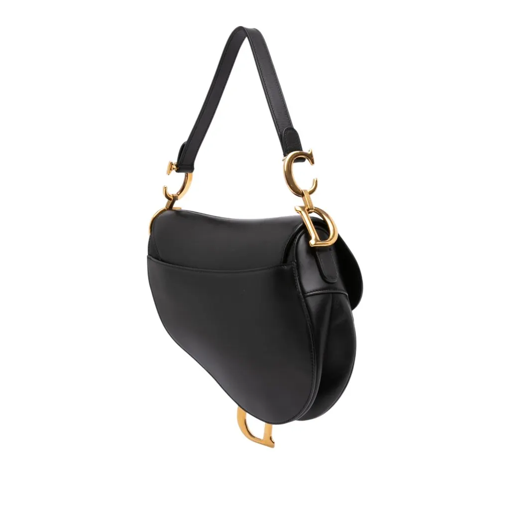 Dior Smooth Calfskin Saddle Bag Black Leather Very good - Back View