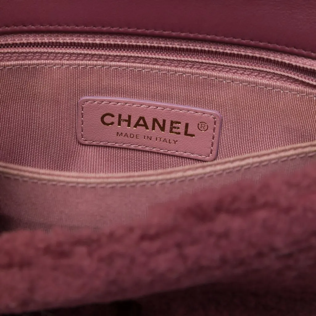 Chanel Small Shearling Coco Top Handle Bag Red Fur Very good - Box View