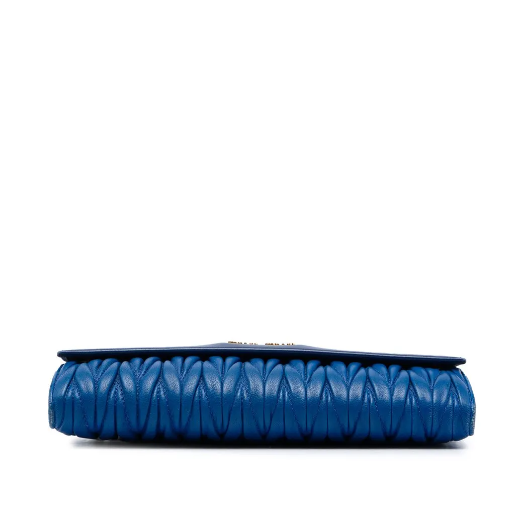 Miu Miu Matelasse Nappa Wallet on Chain Blue Leather Very good - Inside View