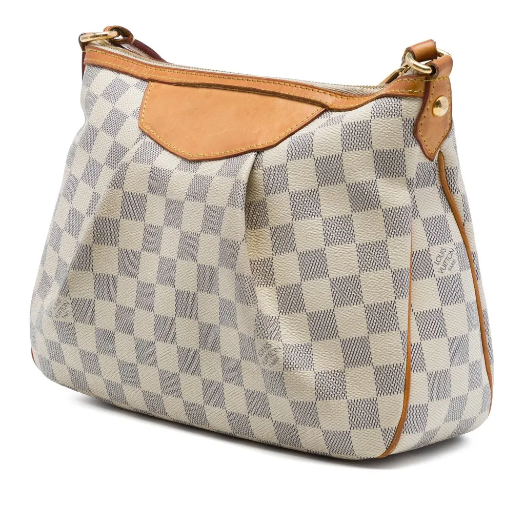 Louis Vuitton Damier Azur Siracusa PM White Canvas Very good - Back View