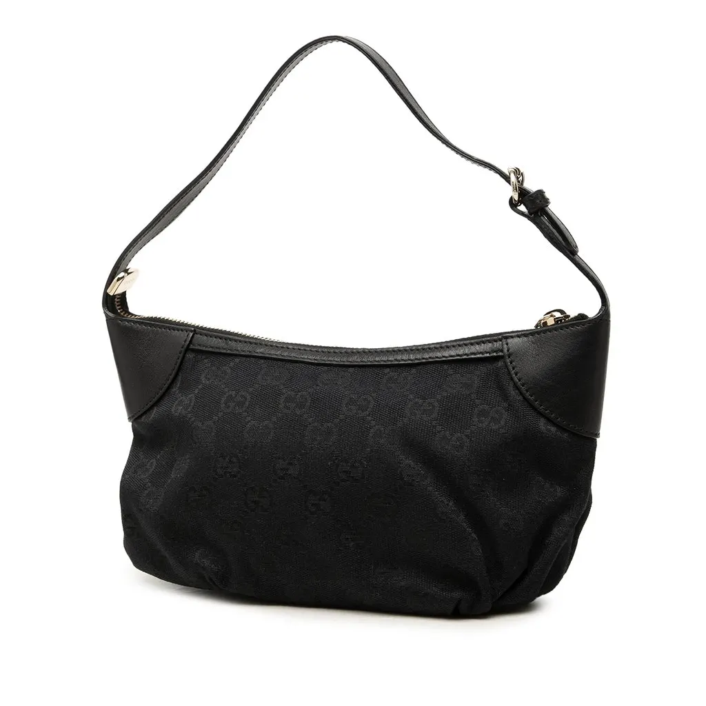Gucci GG Canvas Web Handbag Black Very good - Back View