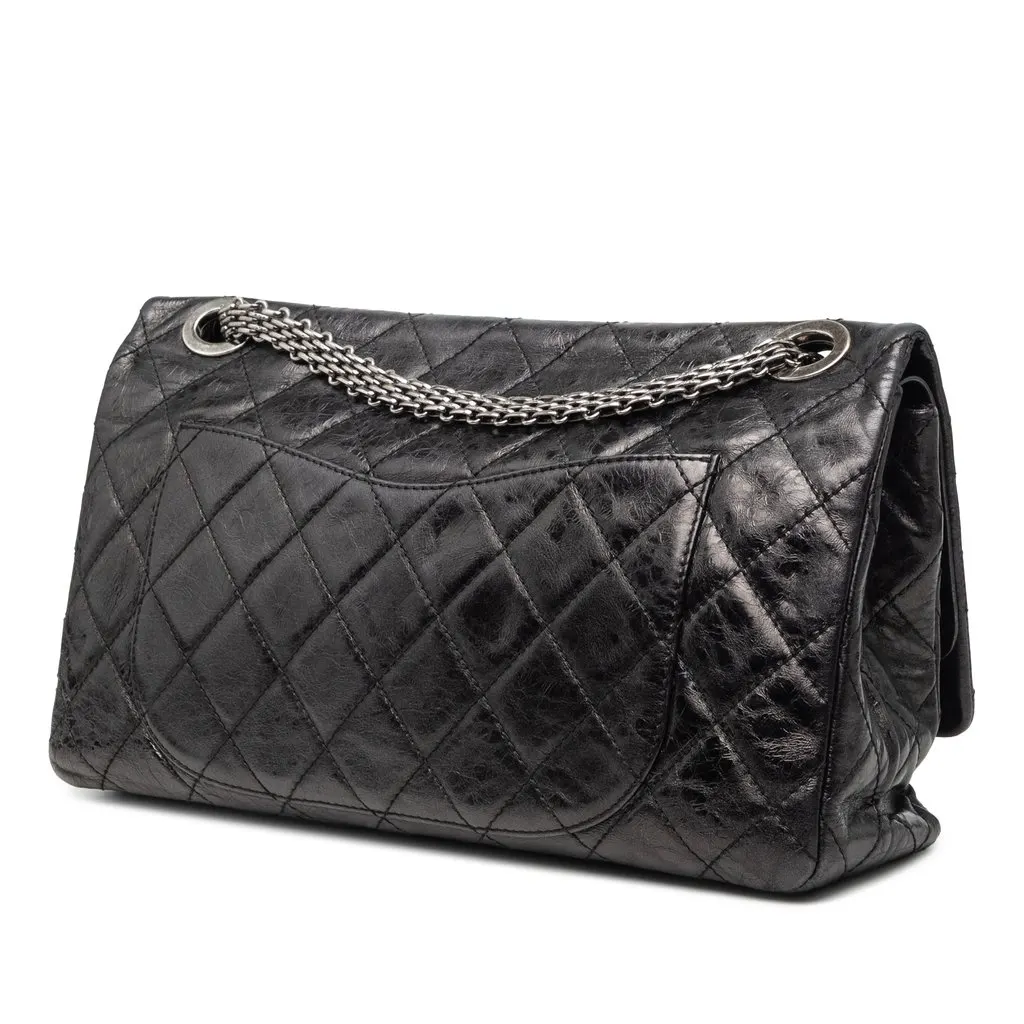 Chanel Quilted Aged Calfskin Reissue 2.55 Double Flap 228 Black Leather Very good - Back View