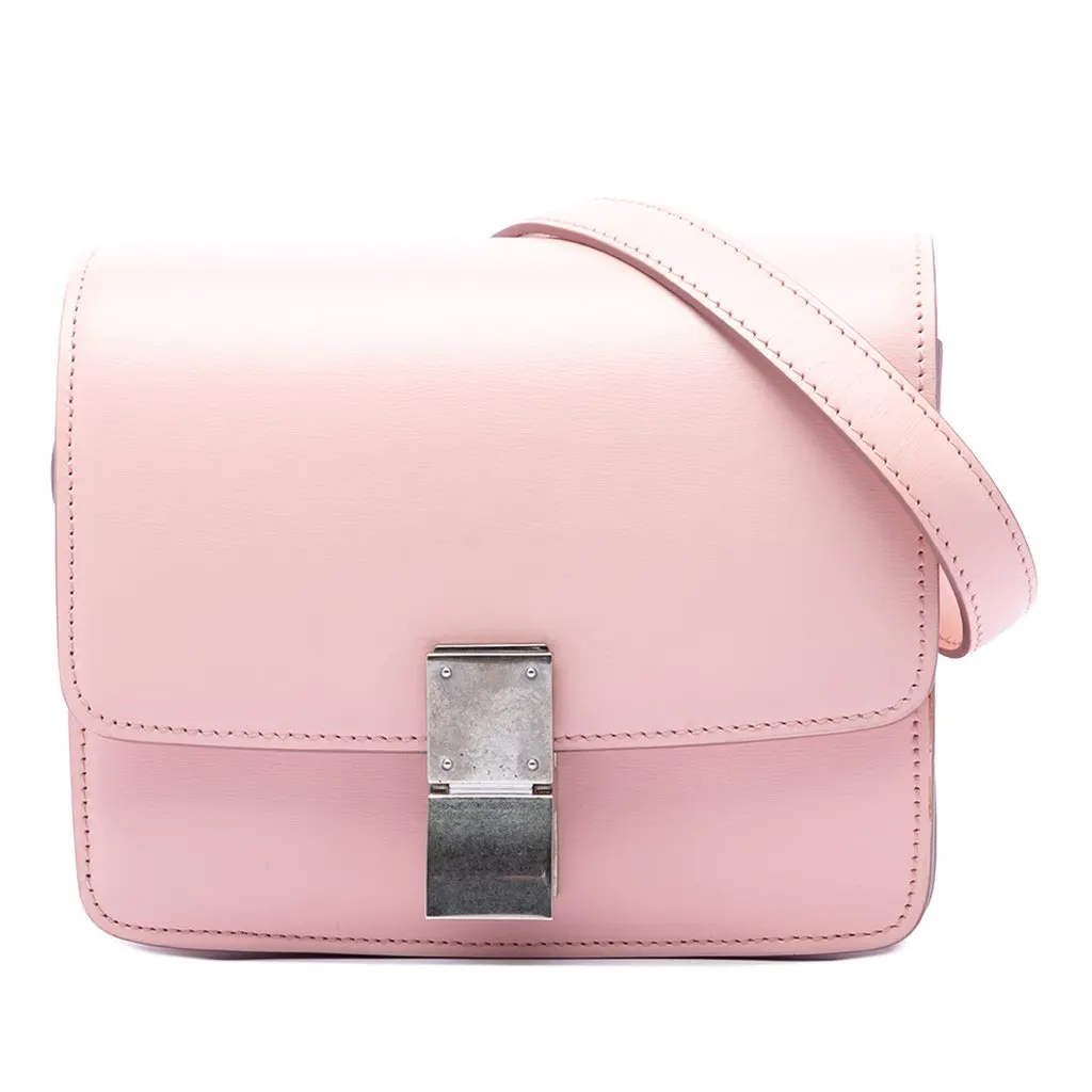 Celine Small Calfskin Classic Box Pink Leather Good - Front View