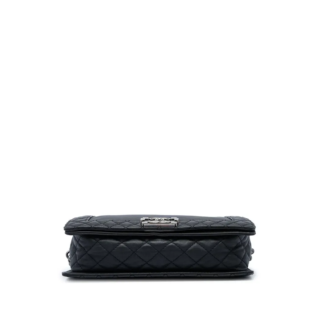 Chanel Medium Lambskin Boy Reverso Flap Black Leather Very good - Inside View
