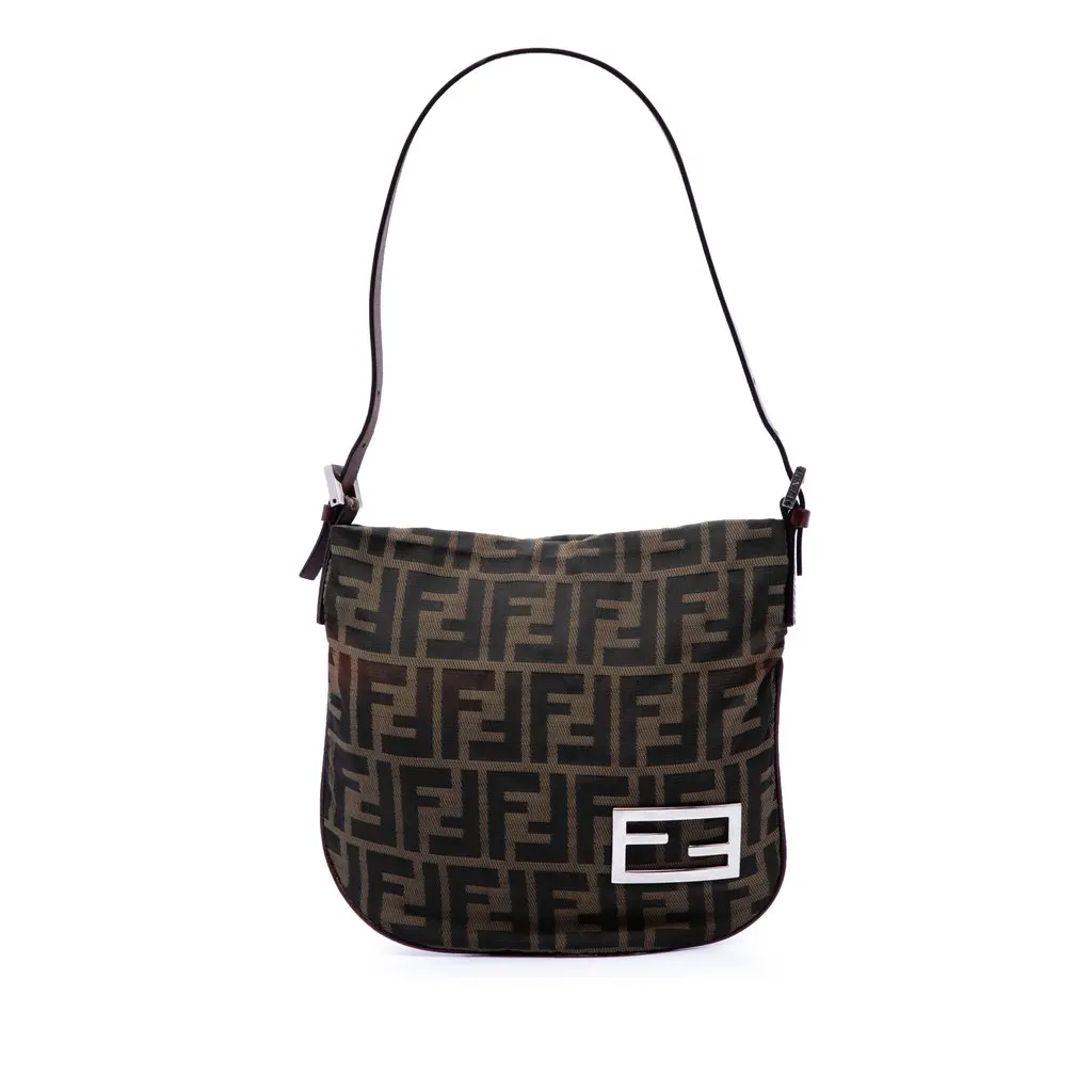 Fendi Zucca Canvas Shoulder Bag Brown Very good - Front View