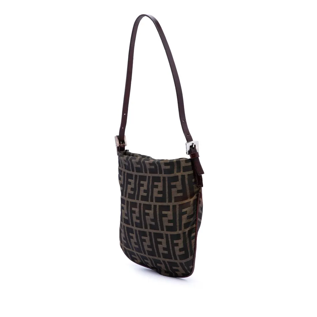 Fendi Zucca Canvas Shoulder Bag Brown Very good - Back View