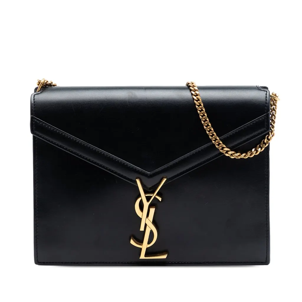 Saint Laurent Smooth Calfskin Monogram Cassandra Clasp Bag Black Leather Very good - Front View