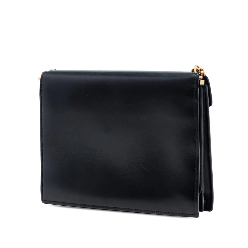 Saint Laurent Smooth Calfskin Monogram Cassandra Clasp Bag Black Leather Very good - Back View