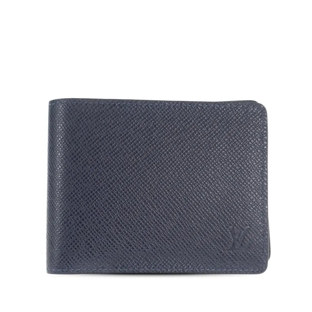 Louis Vuitton Taiga Multiple Wallet Blue Leather Very good - Front View