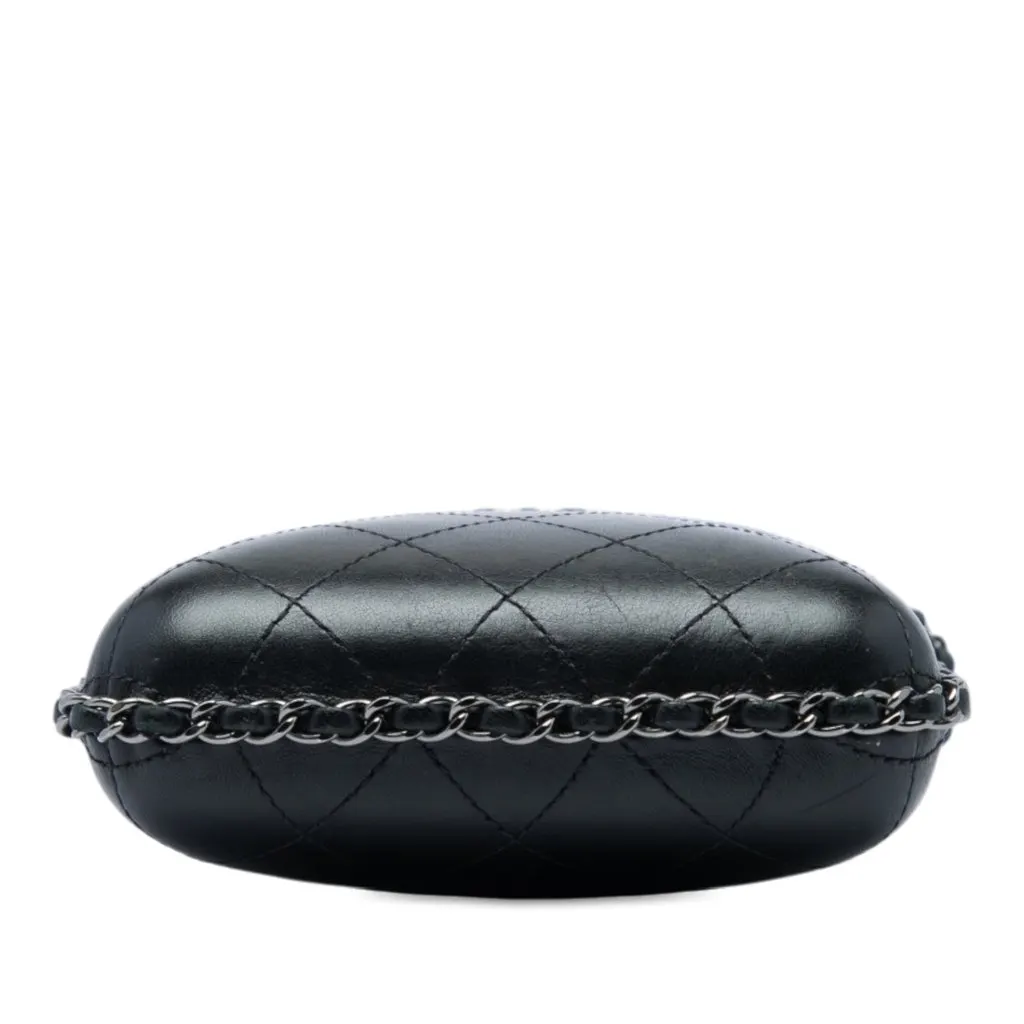 Chanel CC Quilted Lambskin Chain Around Phone Holder Black Leather Very good - Inside View
