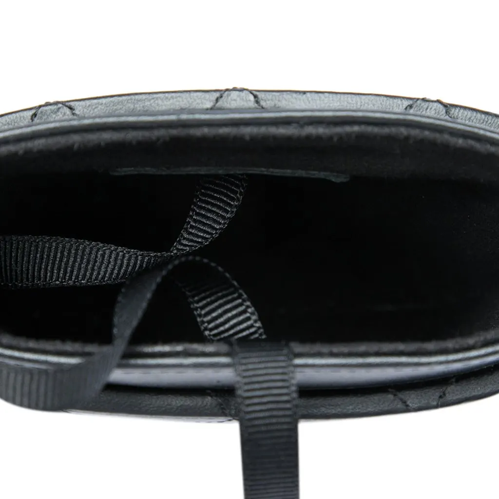 Chanel CC Quilted Lambskin Chain Around Phone Holder Black Leather Very good - Model View