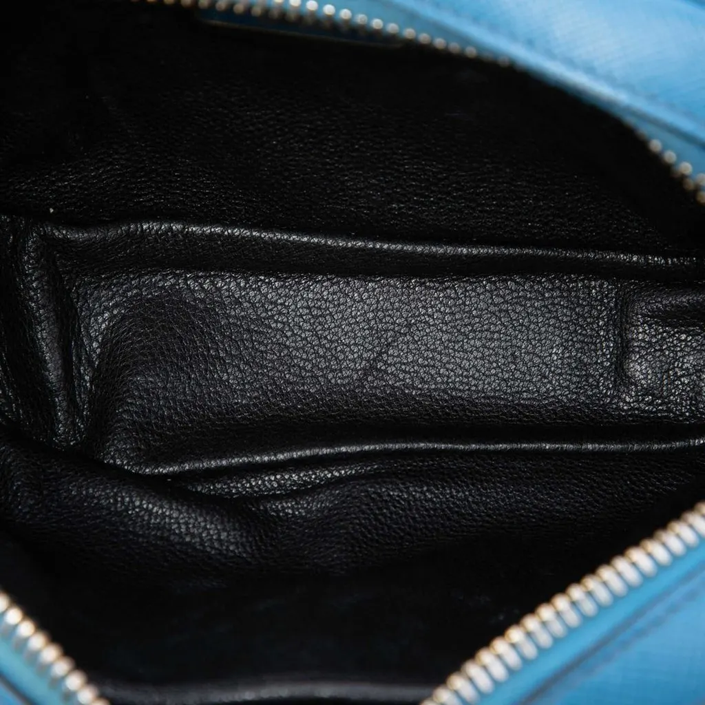 Prada Studded Saffiano Camera Bag Blue Leather Very good - Model View