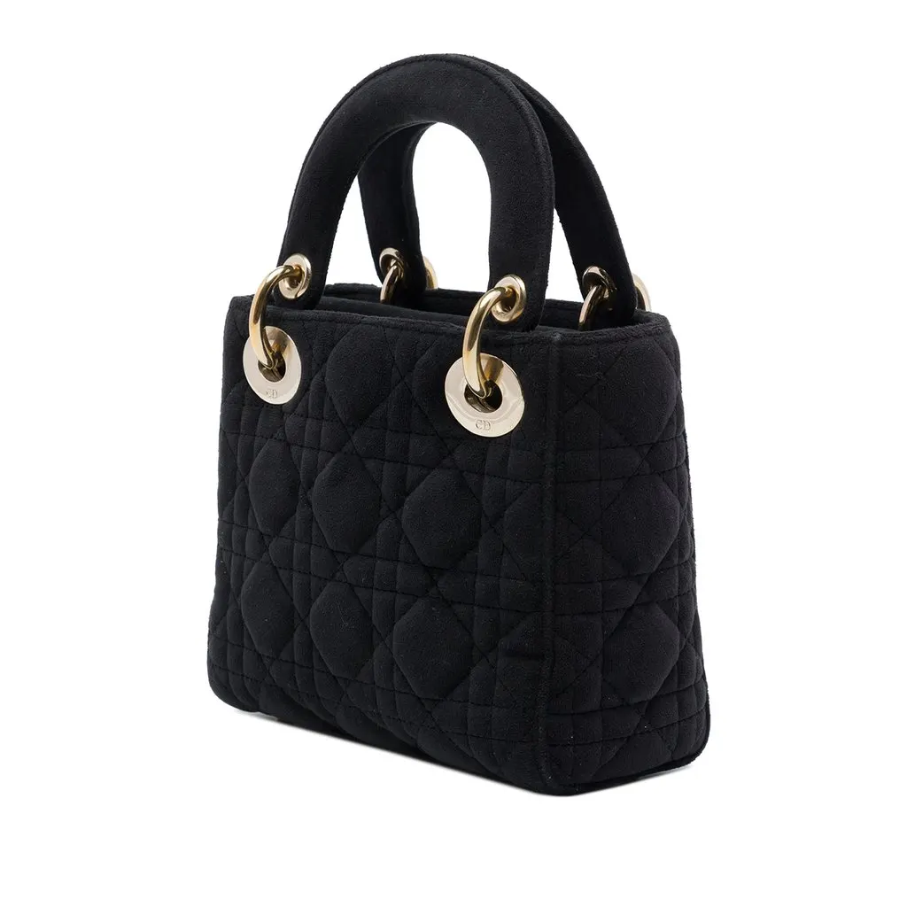 Dior Mini Velvet Cannage Lady Dior Black Velvet Very good - Back View