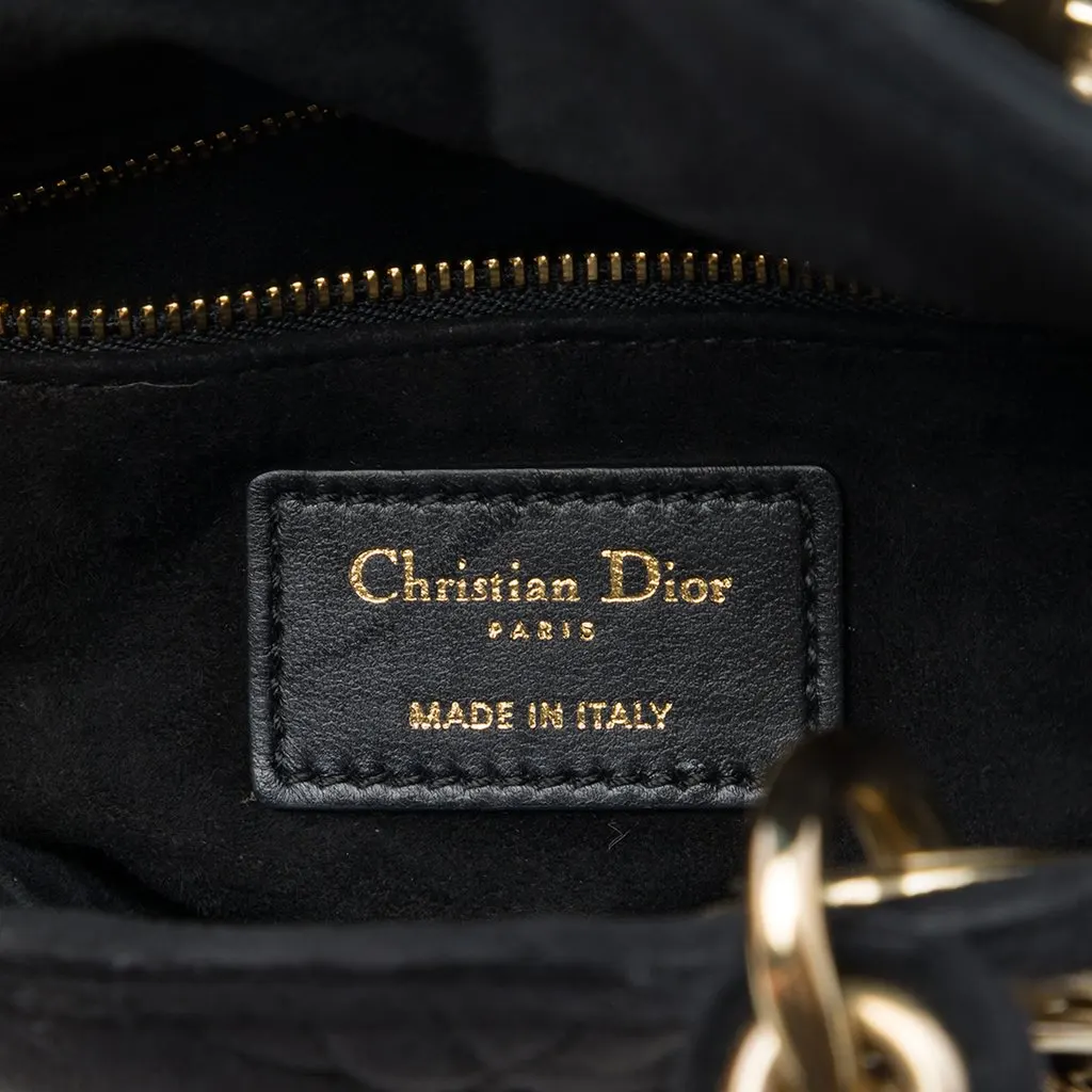 Dior Mini Velvet Cannage Lady Dior Black Velvet Very good - Box View