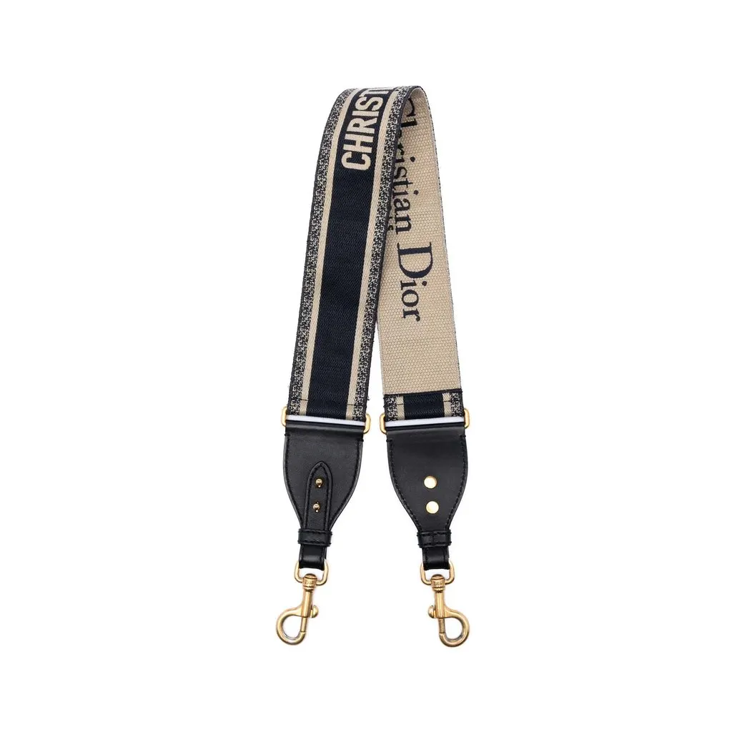 Dior Embroidered Canvas Bag Strap Blue Very good - Inside View