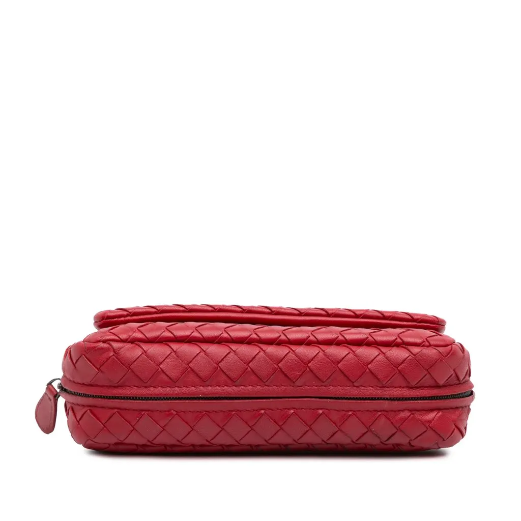 Bottega Veneta Mini Nappa Intrecciato Expandable Chain Flap Crossbody Red Leather Very good - Inside View