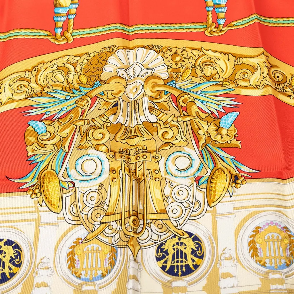 Hermès Hommage A Charles Garnier Silk Scarf 90 Red Silk Good - Model View
