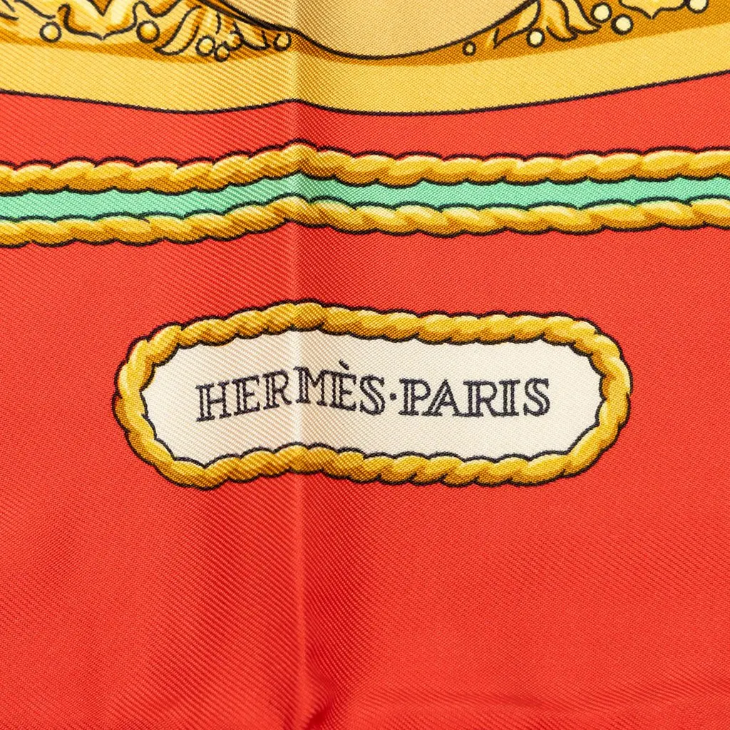 Hermès Hommage A Charles Garnier Silk Scarf 90 Red Silk Good - Box View