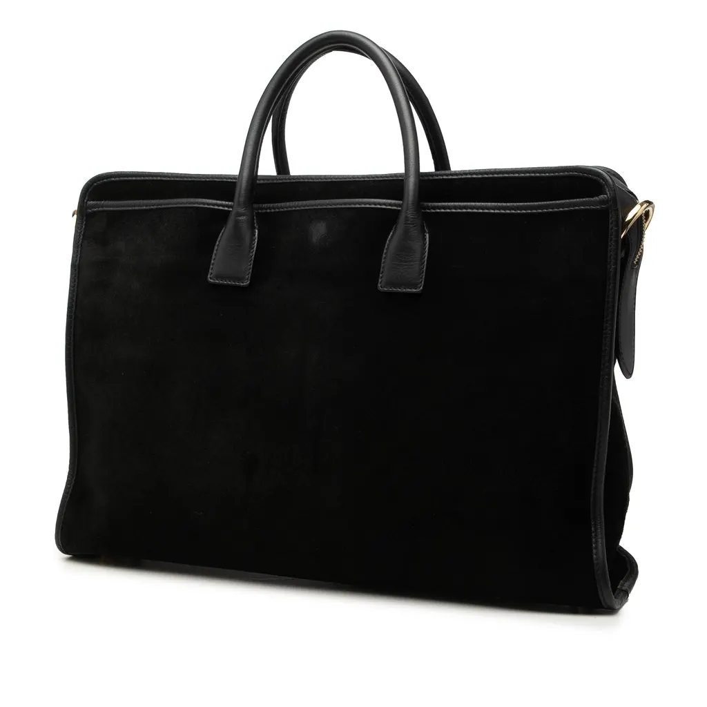 LOEWE Suede Amazona Business Bag Black Leather Very good - Back View