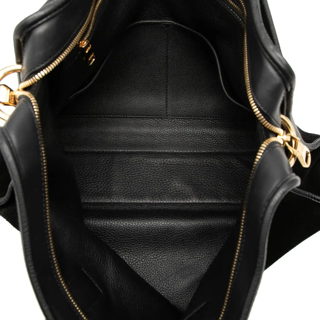 LOEWE Suede Amazona Business Bag Black Leather Very good - Model View